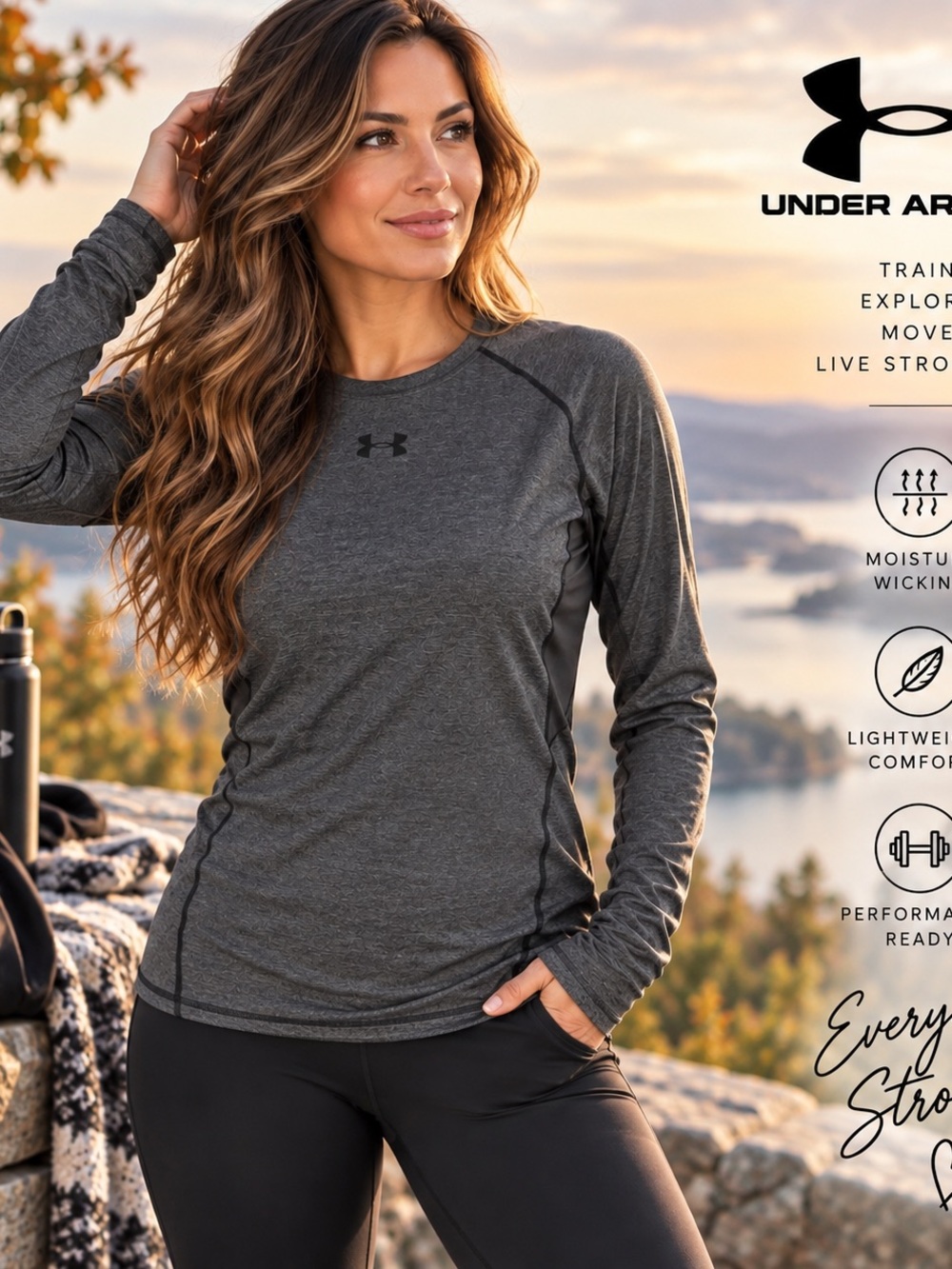 Under Armour Women’s Gray Long Sleeve Athletic Performance Shirt Size L
